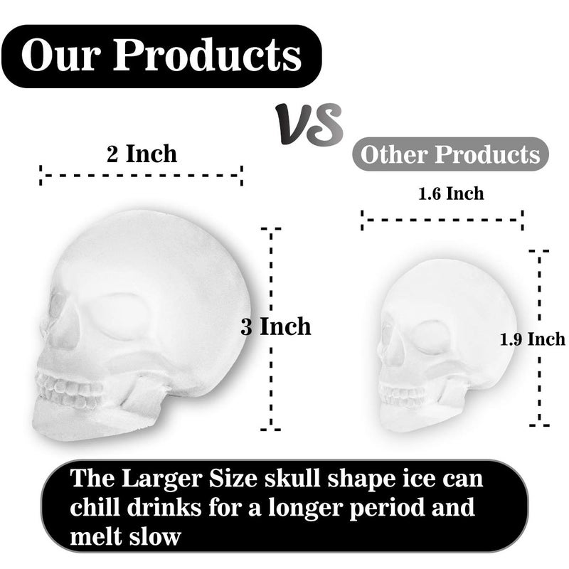 Antenda Extra Large 3D Skull Ice Cube Mold Silicone Ice Molds for Whiskey Ice Cube Trays with Funnel for Big Mouth Cup Skull Ice Maker with Resin Chocolate sugar Whiskey Ice Mold for Parties (2 PCS) - Image 5